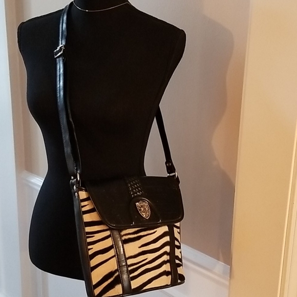 MC Handbags - MC Zebra Striped Crossbody Bag